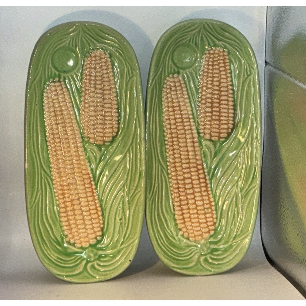 Set Of 2 Corn Plates Made In Japan 9" X 4" Ceramic